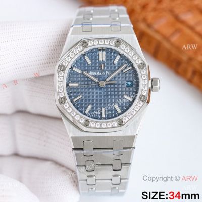 Swiss Replica Audemars Piguet Royal Oak Cal.5800 Watch 34mm Blue Diamond-set